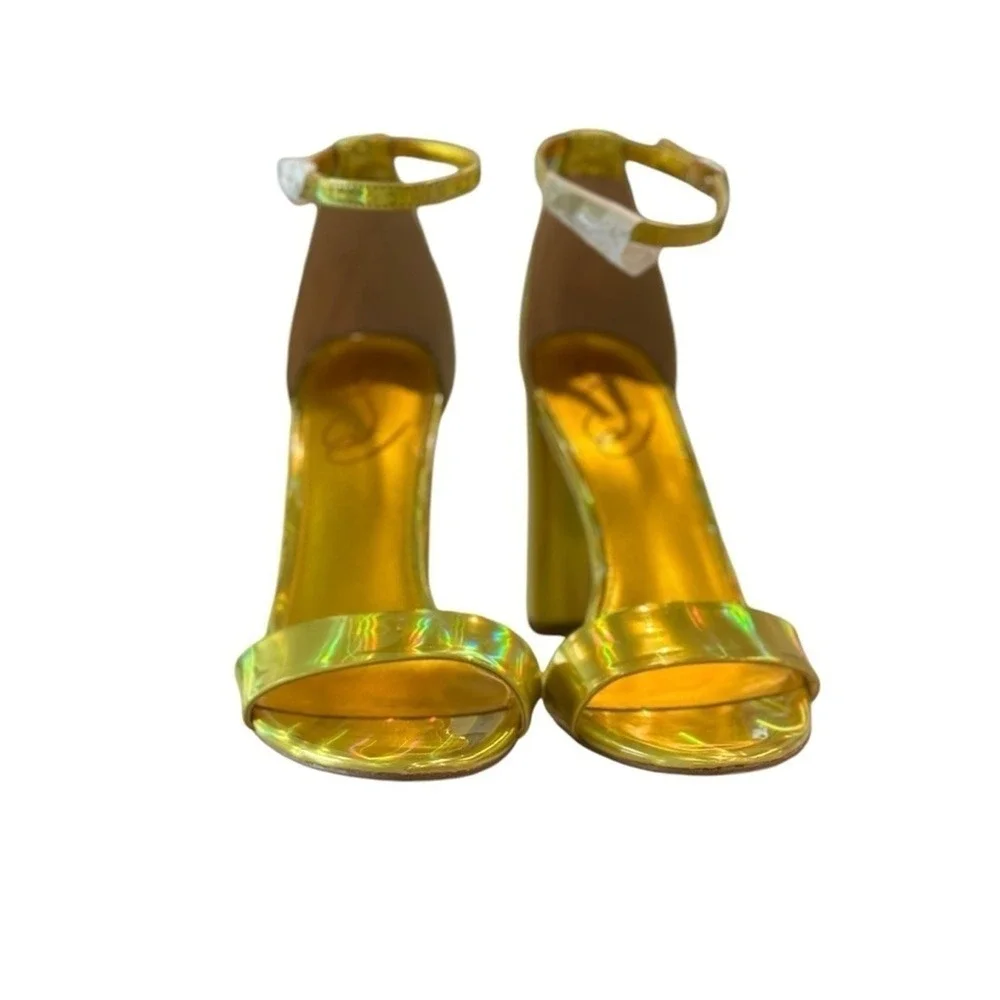 Sam Edelman Yaro‎ Gold Metallic Block Heel Ankle Strap Sandals Womens Size 9M - Picture 11 of 16